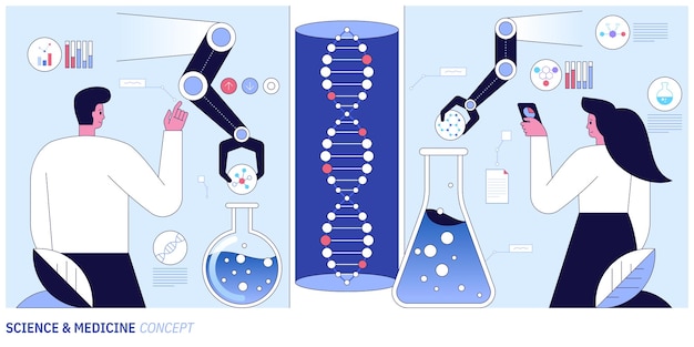 Vector medical research in science laboratory