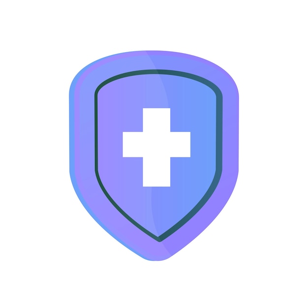 Vector medical shield protection symbol with cross sign