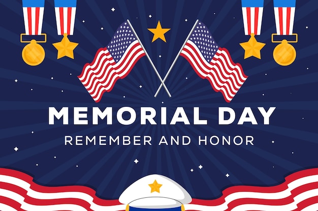 vector memorial day background illustration in flat style