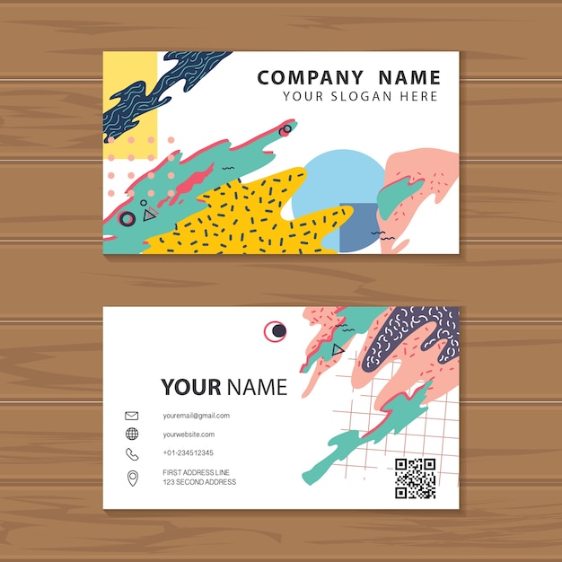 Vector of memphis style company business card 