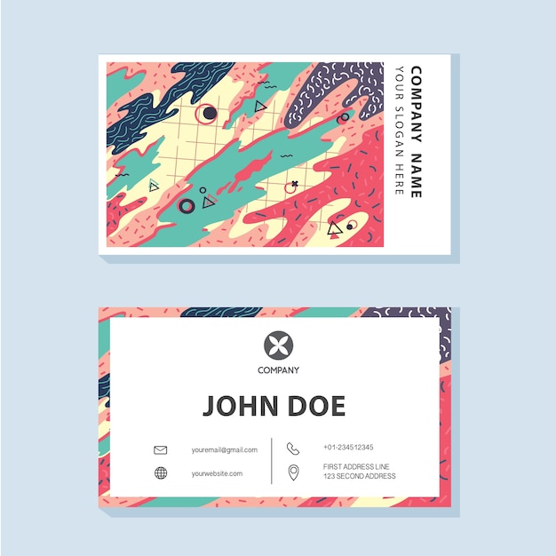 Vector vector of memphis style company business card 