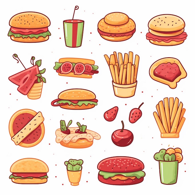 vector menu illustration food meat meal restaurant popular set lunch icon dinner snack