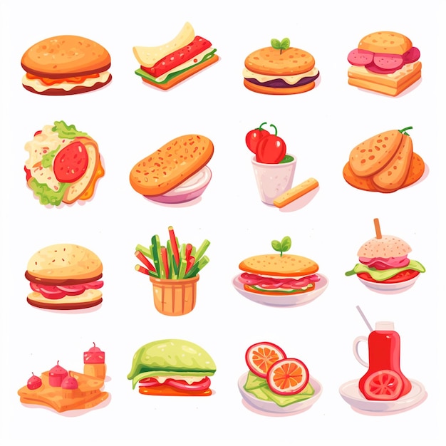 vector menu illustration food meat meal restaurant popular set lunch icon dinner snack