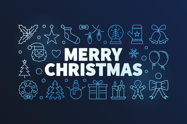 Vector Merry Christmas illustration on dark background - Happy New Year banner