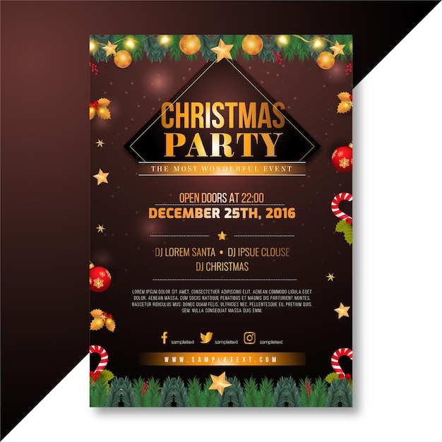 Vector merry christmas party or celebration flyer template