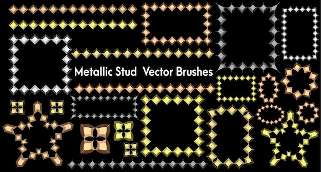 Vector metallic studs brushes