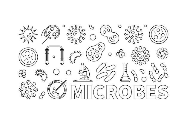 Vector vector microbes outline banner concept illustration