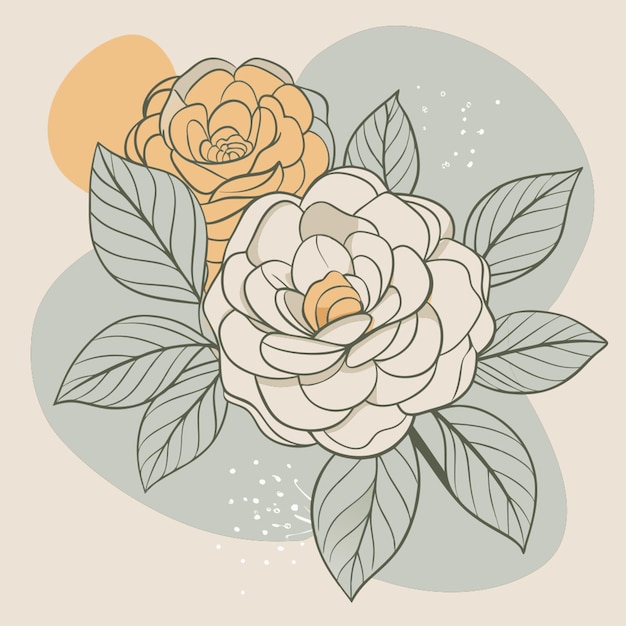 Vector a vector of middlemist red camellia flowers vector illustration line circuit