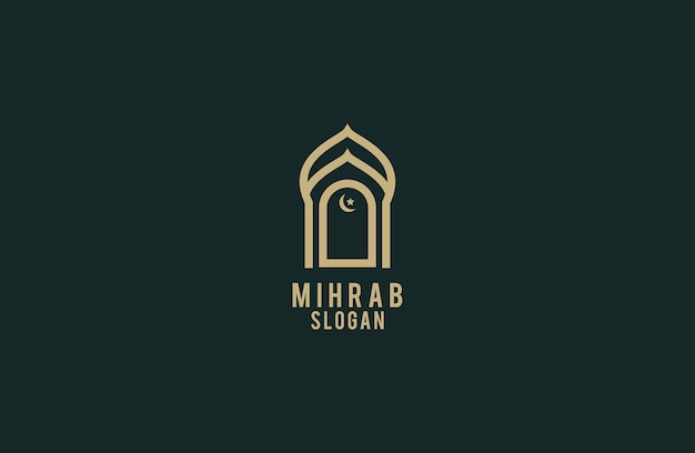 Vector mihrab niche arch door logo vector icon illustration