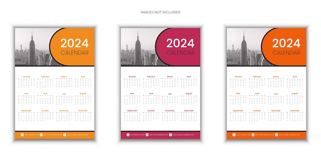 vector minimal style 2024 page calendar for new year