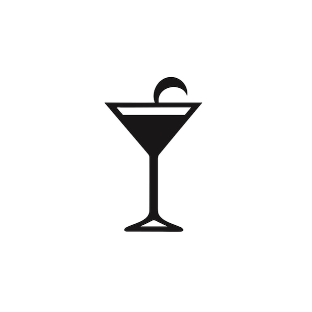 Vector of a minimalist cocktail glass silhouette in black and white