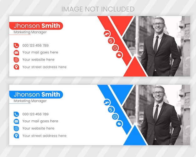 Vector minimalist email signature template or email footer and personal social media cover design