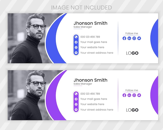 Vector minimalist email signature template or email footer and personal social media cover design