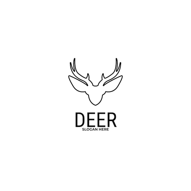 Vector minimalist head deer logo design template illustration