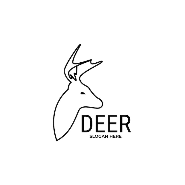 Vector minimalist head deer logo design template illustration