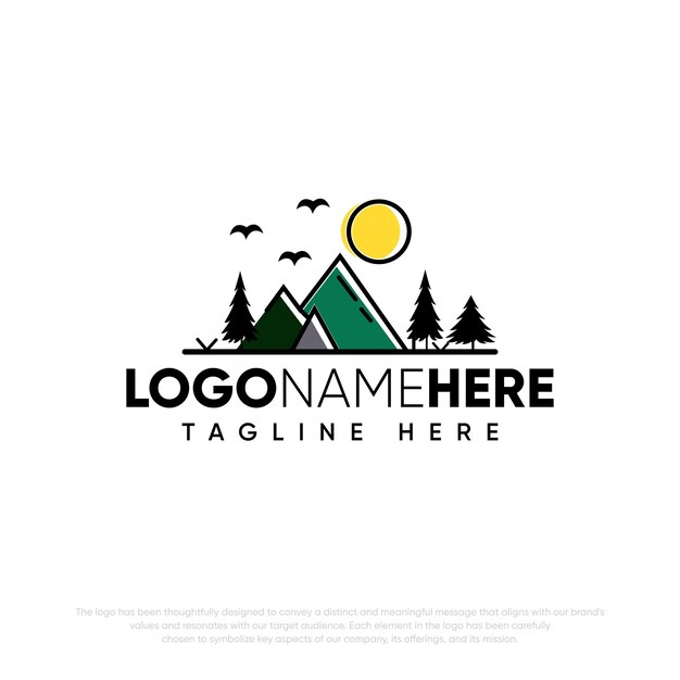 Vector vector minimalist landscape hills mountain peaks vector logo design