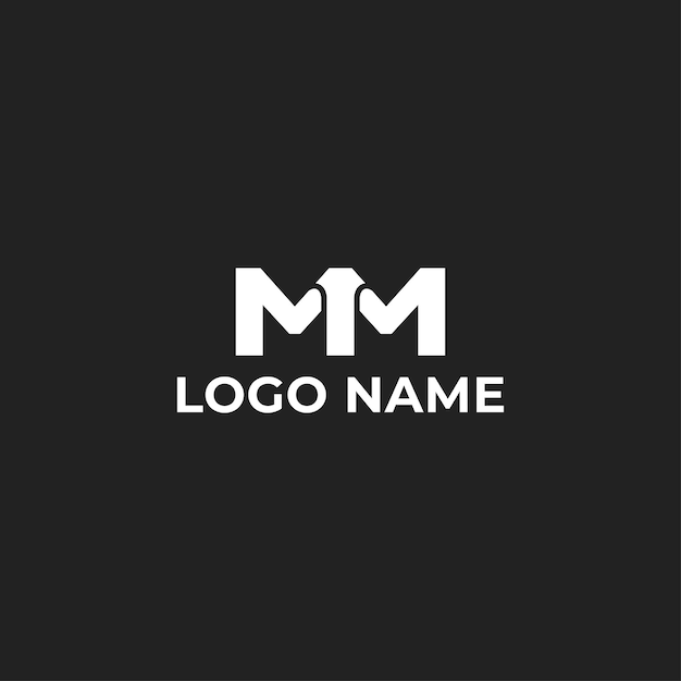 Vector minimalist monogram letter MM logo design template