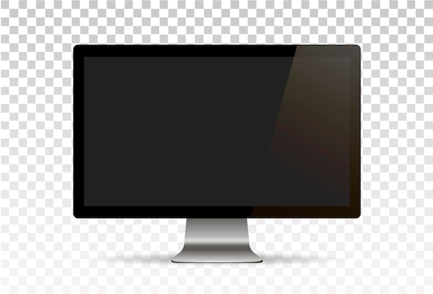 Vector mock up Realistic computer monitor with empty screen standing Isolated on transparent