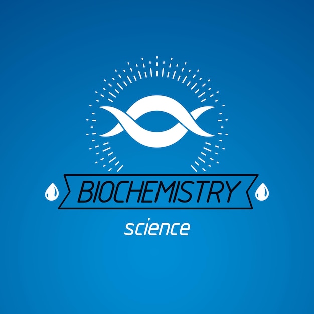 Vector model of human DNA strands. Biochemistry research conceptual abstract logotype can be used as the emblem of scientific organizations.