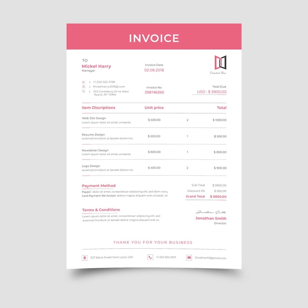 Vector vector modern business invoice template