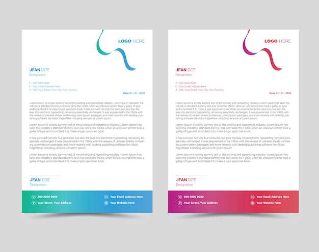 Vector vector modern business letterhead template design