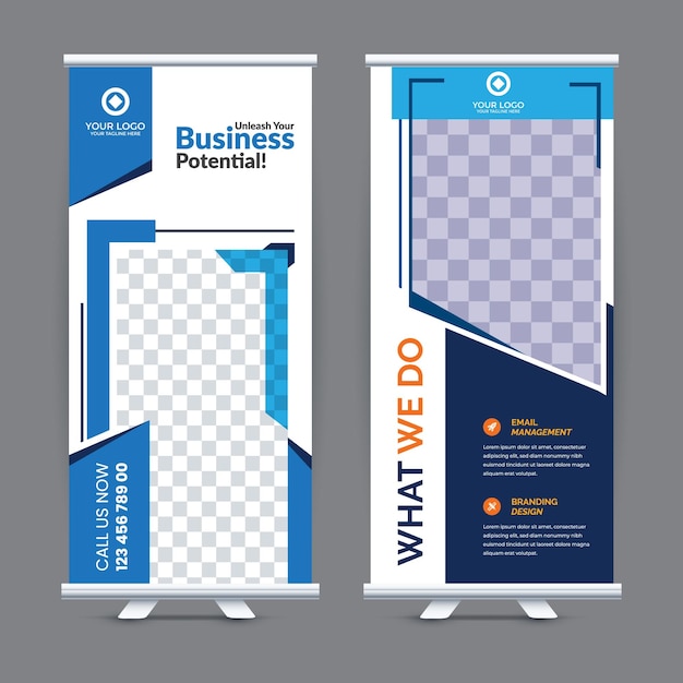 Vector modern business roll-up pull-up retractable signage banner design vector