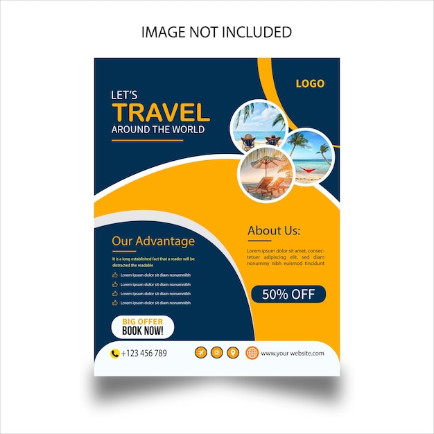 Vector modern business travel flyer and travel agency poster design template