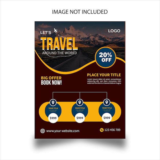 Vector modern business travel flyer and travel agency poster design template