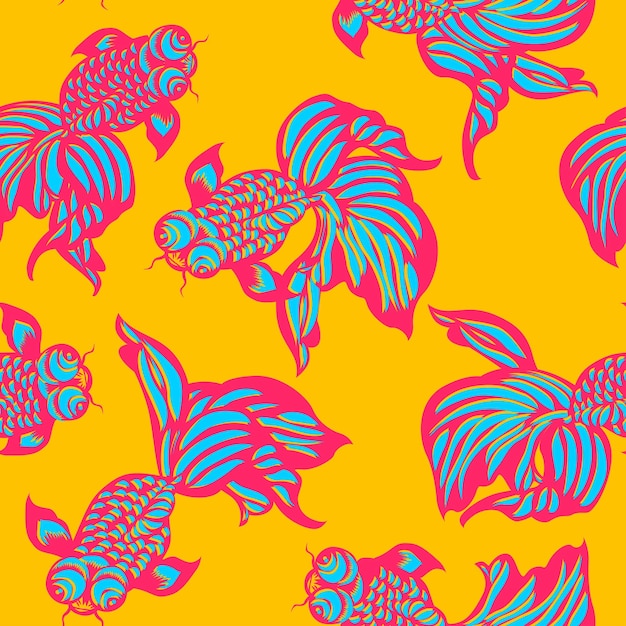 Vector Modern Chinese Traditional Paper Cutting Pattern Goldfish in Lotus Pond