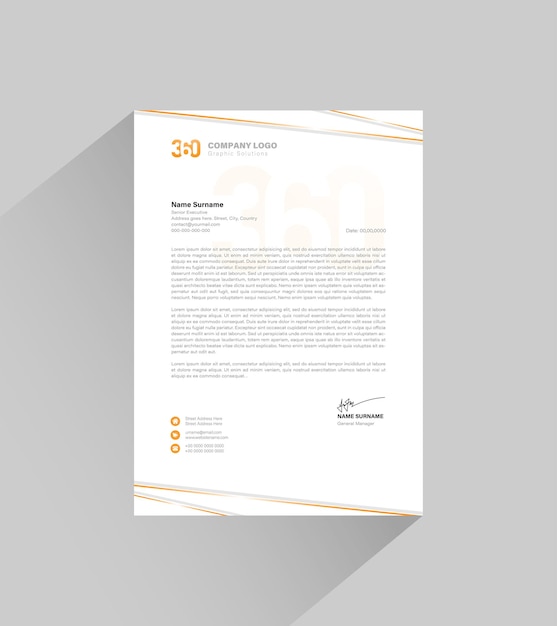 Vector modern company letterhead design template with lines