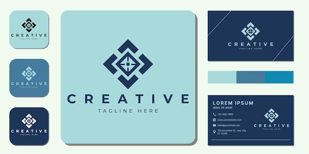 Vector modern creative with business card template.