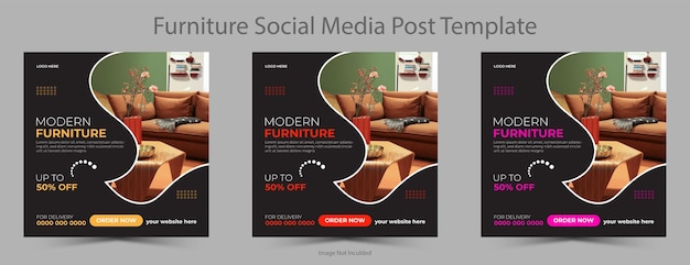 Vector modern furniture Instagram social media post template