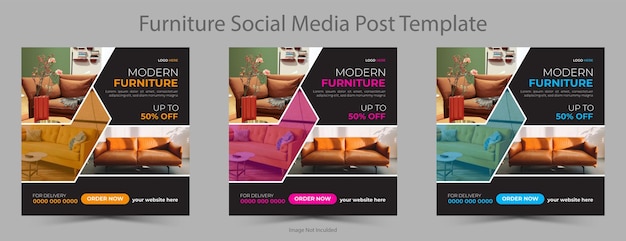 Vector modern furniture Instagram social media post template