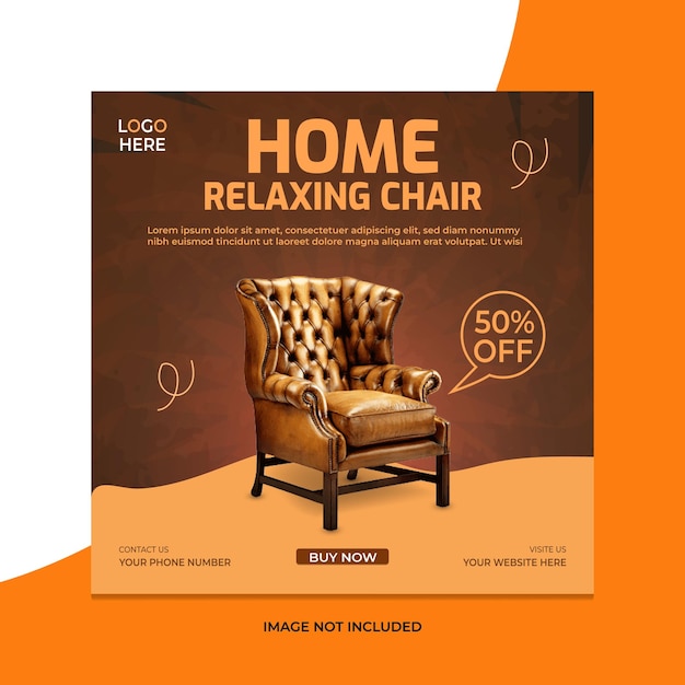 Vector modern Home chair and furniture post business promotional template