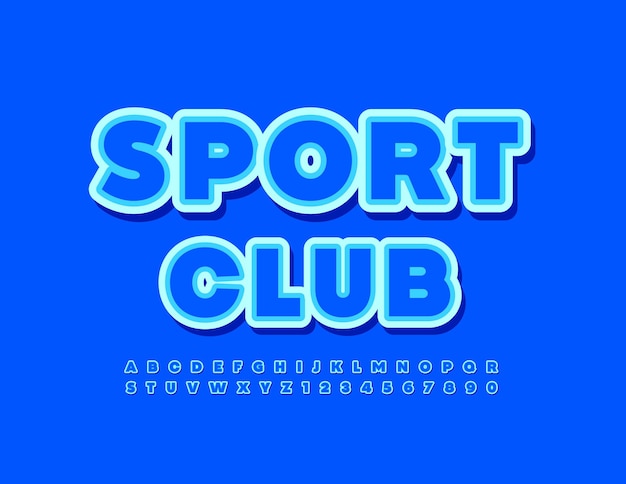 Vector modern Logo Sport Club  Creative Alphabet Letters and Numbers Bright Blue Font