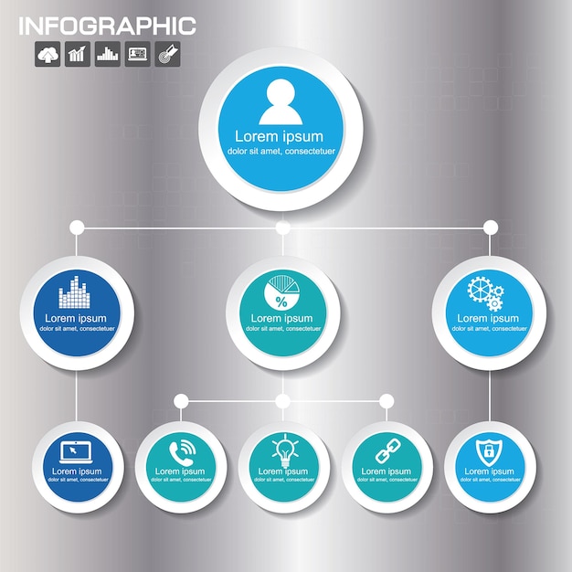 Vector modern and simple organization chart template vector illustration