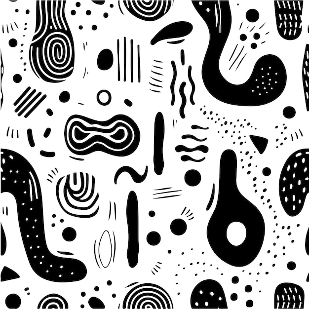 Vector Monochrome Random Abstract Doodles Hand Drawn