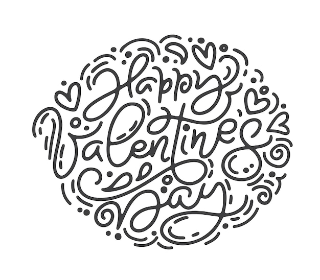 Vector monoline calligraphy phrase Happy Valentines Day Valentines Day Hand Drawn