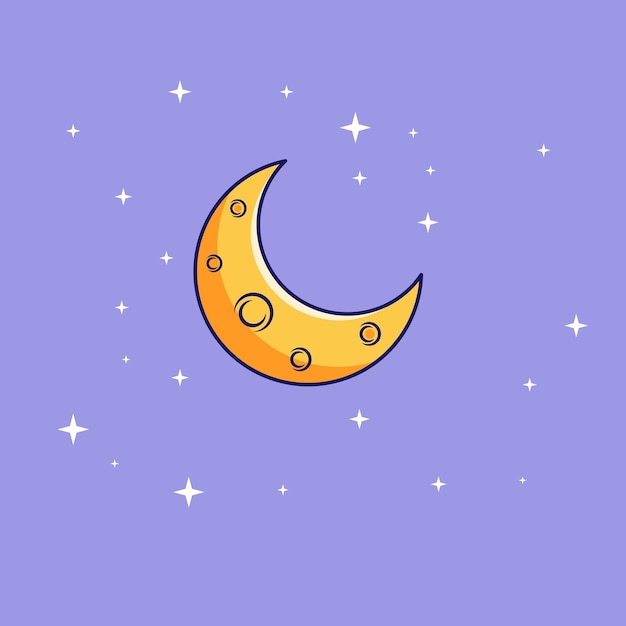 Vector moon illustration cartoon style