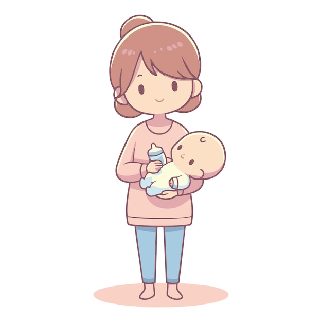 vector of mother holding baby