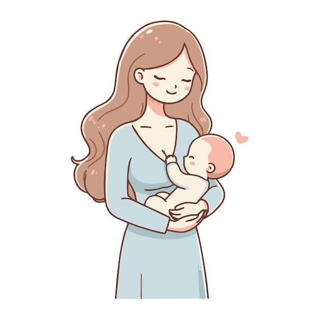 vector of mother holding baby