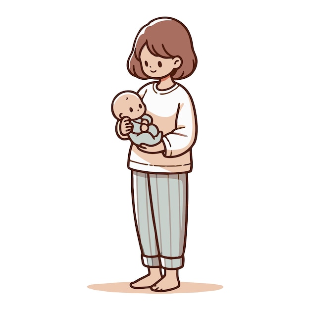 vector of mother holding baby