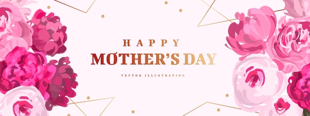 Vector vector mothers day poster or banner with hand drawn flowers