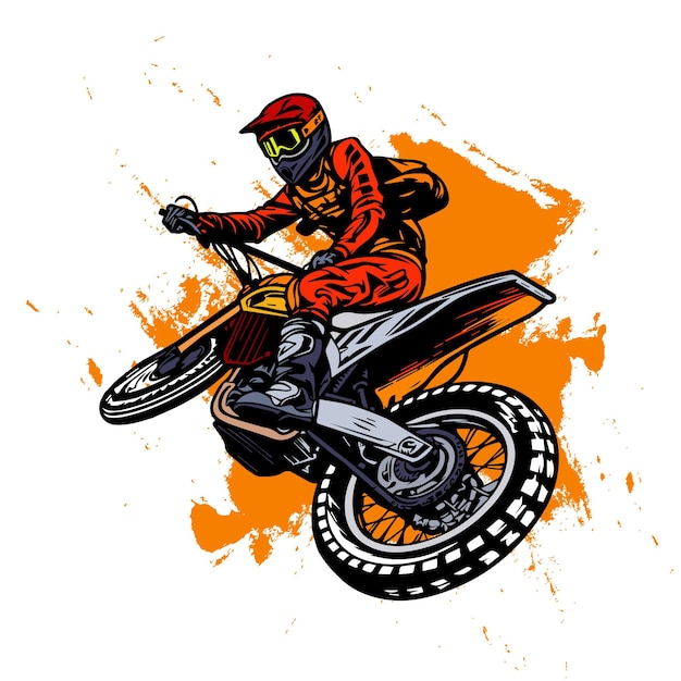 Vector motocross illustration designs on solid color