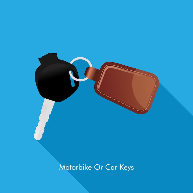 Vector motorbike or car key on a blue background