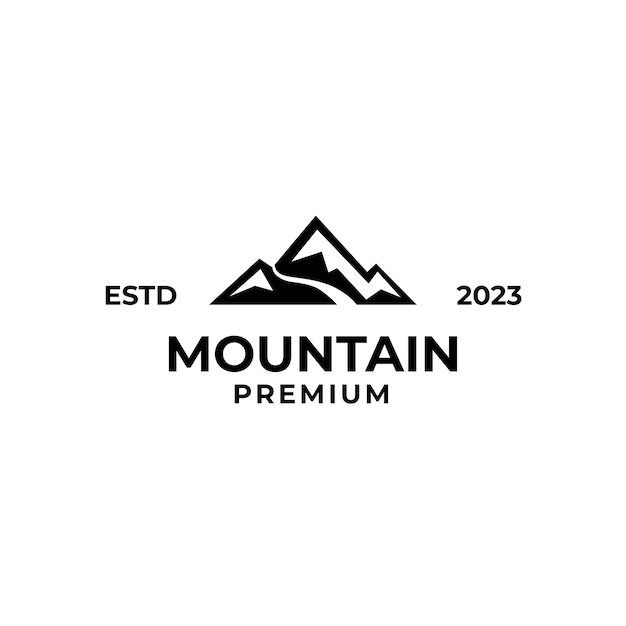 Vector mount peak with river logo design illustration