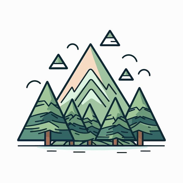 Vector of a mountain with trees cling illustration