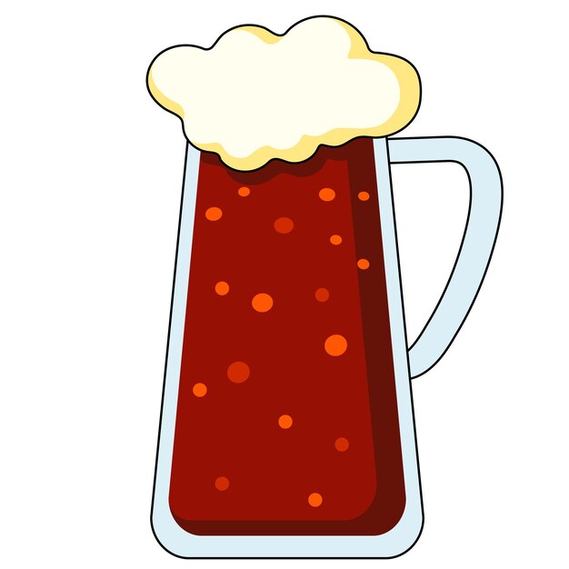 Vector vector mug with dark beer in flat style.