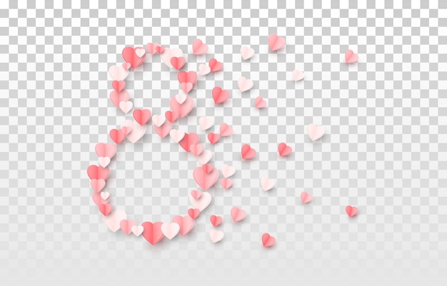 Vector multicolored paper hearts png. Paper confetti in the form of 8 png. Paper elements png.