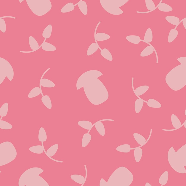 Vector mushrooms on pink background seamless pattern